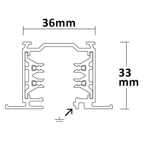 3-Phasen Classic Einbau-Stromschiene, 2m, schwarz