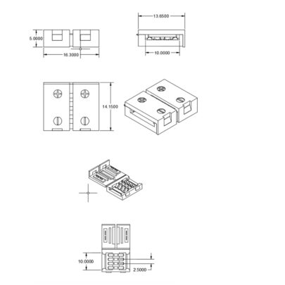 Clip-Verbinder (max. 5A) C1-410 für 4-pol. IP20 Flexstripes mit Breite 10mm, Pitch >12mm