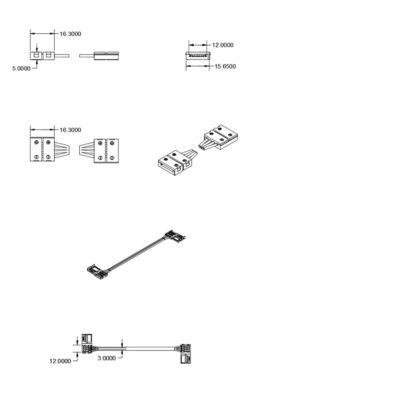 Clip-Verbinder mit Kabel (max. 5A) C1-212 für 2-pol. IP20 Flexstripes mit Breite 12mm, Pitch >12mm