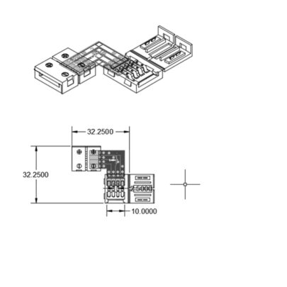 Clip-Eck-Verbinder (max. 5A) C1-410 für 4-pol. IP20 Flexstripes mit Breite 10mm, Pitch >12mm