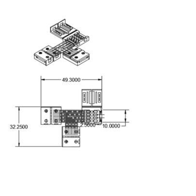 Clip-T-Verbinder (max. 5A) C1-410 für 4-pol. IP20 Flexstripes mit Breite 10mm, Pitch >12mm