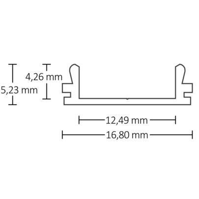 LED Aufbauprofil SURF12 BORDERLESS FLAT Aluminium eloxiert, 200cm