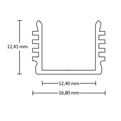 LED Aufbauprofil SURF12 BORDERLESS Aluminium schwarz eloxiert RAL 9005, 200cm