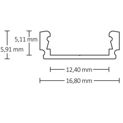 LED Aufbauprofil SURF12 FLAT Aluminium eloxiert, 300cm