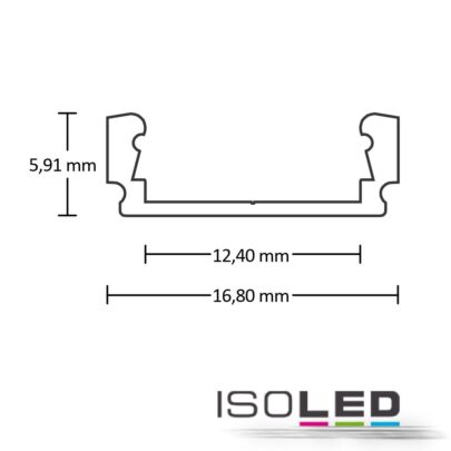 LED Aufbauprofil SURF12 FLAT Aluminium schwarz eloxiert RAL 9005, 200cm