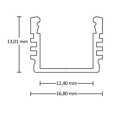 LED Aufbauprofil SURF12 Aluminium schwarz eloxiert RAL 9005, 200cm