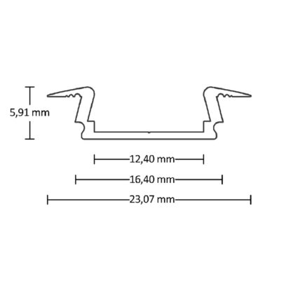 LED Einbauprofil DIVE12 FLAT Aluminium schwarz eloxiert RAL 9005, 200cm