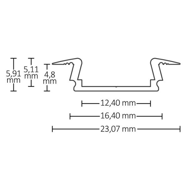 LED Einbauprofil DIVE12 FLAT Aluminium schwarz eloxiert RAL 9005, 300cm