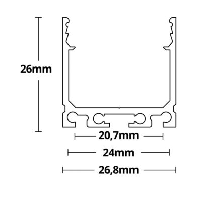 LED Aufbauprofil SURF24 Aluminium pulverbeschichtet weiß RAL 9010, 200cm