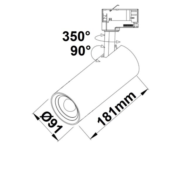 3-PH Schienen-Strahler, 28W, 60°, weiß matt, 3000K