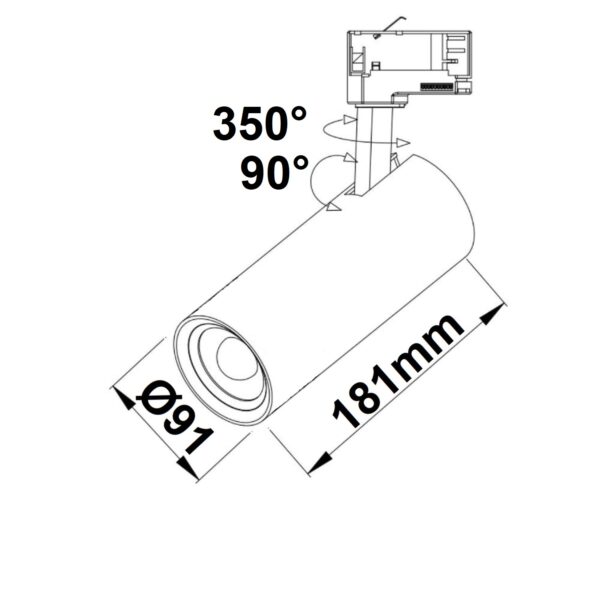 3-PH Schienen-Strahler, 28W, 60°, weiß matt, 4000K