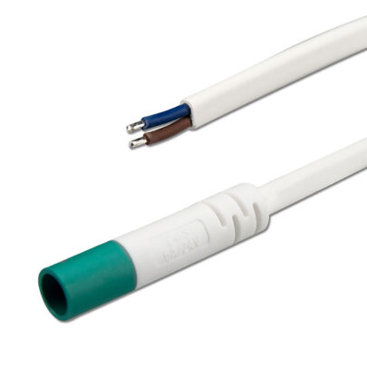 Mini-Plug Anschlussfassung female, 1m, 2×0,75, IP54, weiß-grün, max. 48V/6A