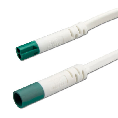 Mini-Plug Verlängerung male-female, 3m, 2×0,75, IP54, weiß-grün, max. 48V/6A