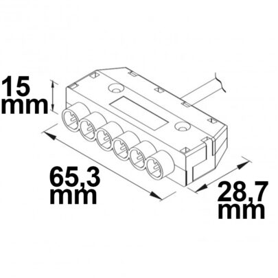 Mini-Plug 6-fach Verteiler female, 1m, 2×0,75, IP54, weiß-grün, max. 48V/6A