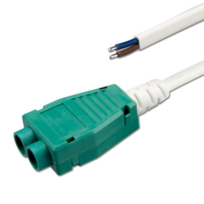 Mini-Plug 2-fach Verteiler female, 1m, 2×0,75, IP54, weiß-grün, max. 48V/6A