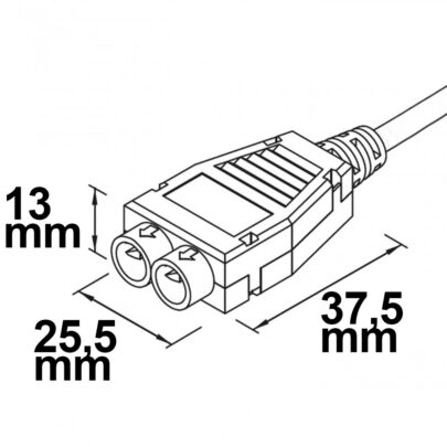 Mini-Plug 2-fach Verteiler female, 1m, 2×0,75, IP54, schwarz, max. 48V/6A