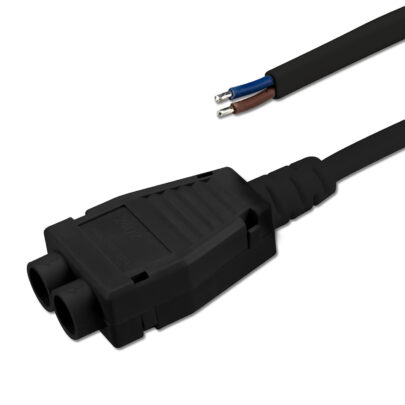 Mini-Plug 2-fach Verteiler female, 1m, 2×0,75, IP54, schwarz, max. 48V/6A