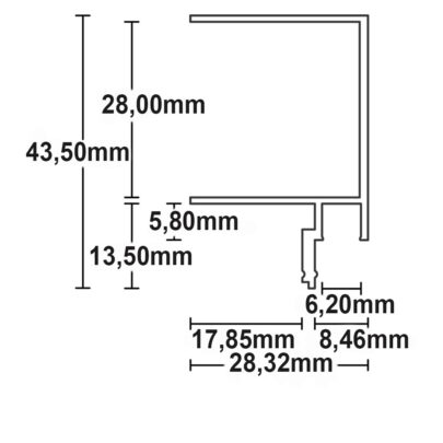 LED Trockenbauprofil Schattenfuge 8, schwarz eloxiert RAL 9005 200cm