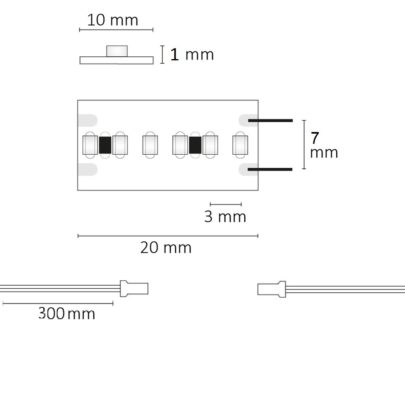 LED CRI940 MiniAMP Flexband, 24V DC, 6W, IP20, 4000K, 500cm, beids. 30cm Kabel + maleAMP, 300 LED/m