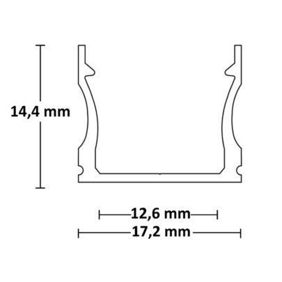 LED Aufbauprofil PURE12 S Aluminium schwarz RAL9005, 200cm