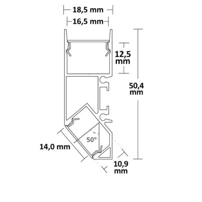 LED Aufbauleuchtenprofil HIDE ASYNC Aluminium schwarz RAL 9005, 200cm