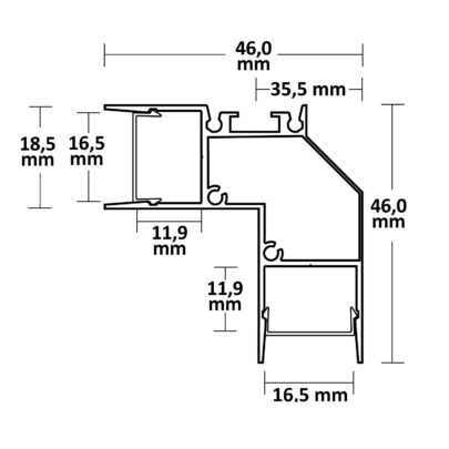 LED Eckprofil HIDE ANGLE Aluminium schwarz RAL 9005, 200cm