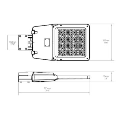 LED Street Light GR100, 4000K, IP66, mit Aufnahme für Ausleger DN60