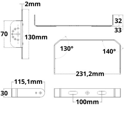 Montagebügel 180° schwenkbar für LED Hallenleuchte TOQ