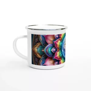 Weiße Emaille-Tasse (12oz)