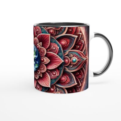 Weiße Keramiktasse 11oz mit Farbe an der Innenseite