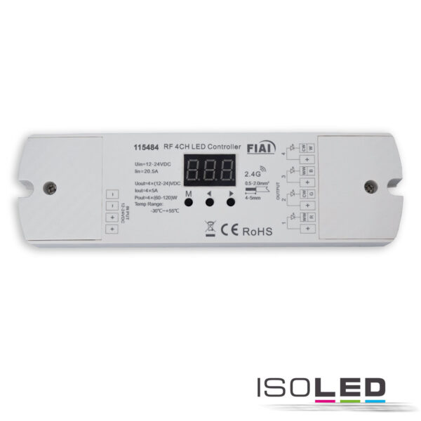 LED Funk Mesh 4 Zonen PWM Dimmer, 1-4 Kanal, 12-48V DC 4x5A