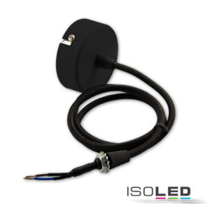 Deckenbaldachin rund 60mm, schwarz inkl. 2-pol. Stoffkabel 1,5m
