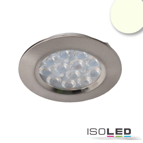 LED Möbeleinbaustrahler MiniAMP silber, 4W, 60°, 12V DC warmweiß 3000K, dimmbar
