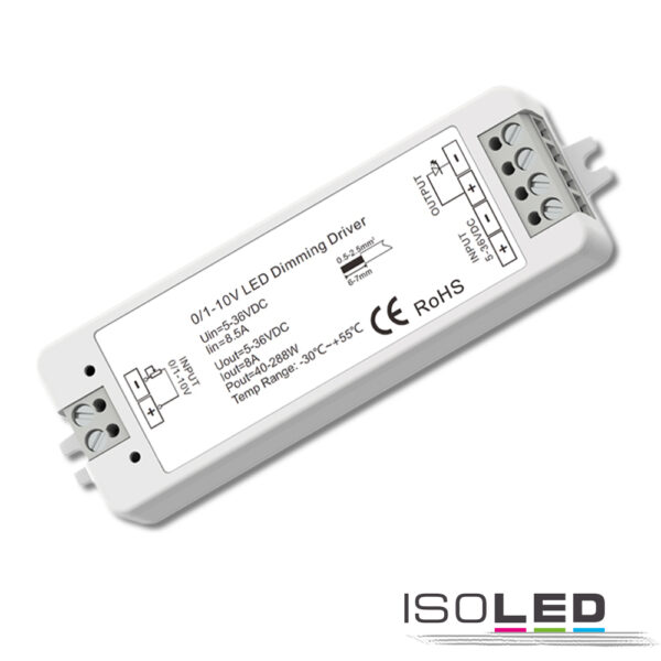 0/1-10V Input, PWM-Dimmer, 1 Kanal, 5-36V DC 8A, 48V DC 4A