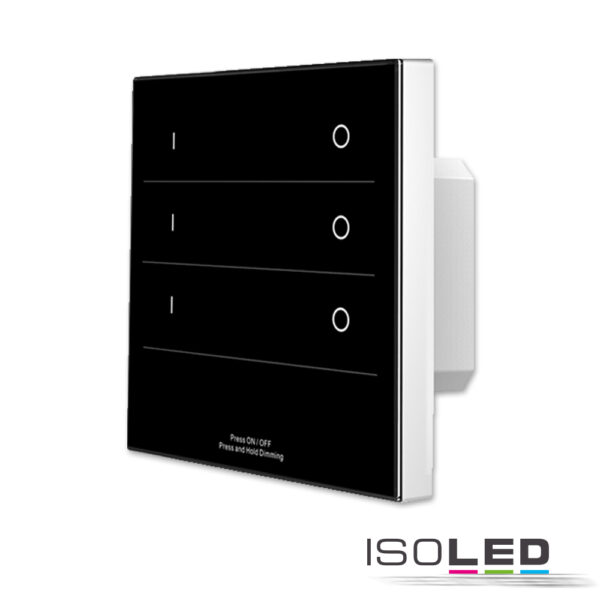 Sys-Pro Single Color 3 Zonen Einbau-Touch-Fernbedienung + DMX Output, schwarz, 230V