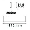 LED Wandleuchte Linear Up&Down 600, 610mm, 25W, IP40, weiß, warmweiß