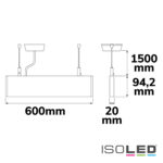 LED Hängeleuchte Linear Up&Down 600, 25W, prismatisch, linear- u. 90° verbindbar, weiß, warmweiß