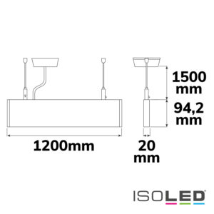 LED Hängeleuchte Linear Up&Down 1200, 40W, prismatisch, linear- u. 90° verbindbar, weiß, warmweiß