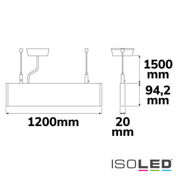 LED Hängeleuchte Linear Up&Down 1200, 40W, prismatisch, linear- u. 90° verbindbar, weiß, warmweiß