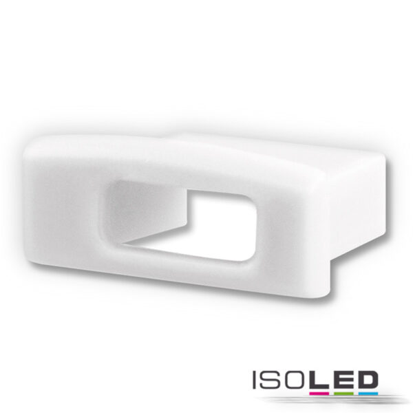 Endkappe EC36W weiß für Profil SURF12 BORDERLESS FLAT in Verbindung mit COVER3, mit Kabeldurchf.