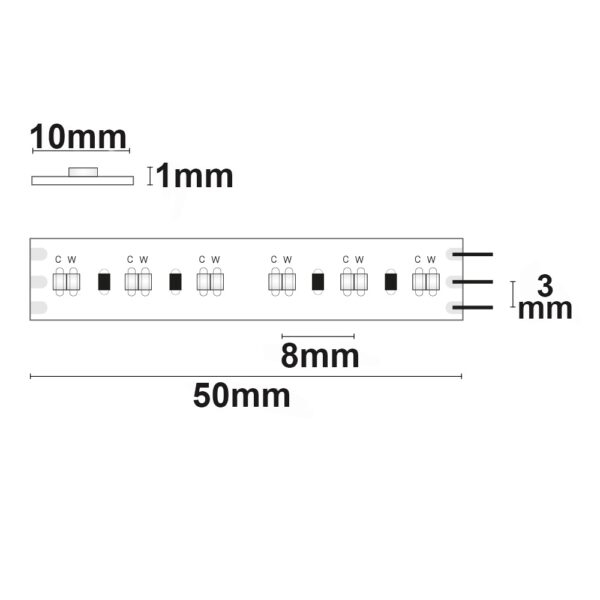 LED CRI930/960 Linear10 CCT Flexband, 24V DC, 10W ww + 10W kw, IP20, 5m Rolle, 240 LED/m