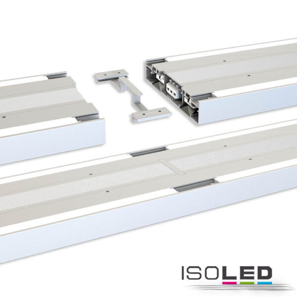 LED Hängeleuchte Raster Up&Down, 30W+30W, anreihbar, UGR<6, silber, 4000K, 1-10V dimmbar