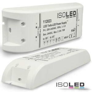 LED Trafo 24V/DC, 0-75W, SELV, flach