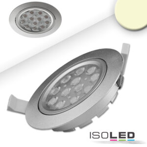 LED Einbaustrahler, silber, 15W, 72°, rund, warmweiß, dimmbar