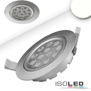 LED Einbaustrahler, silber, 15W, 72°, rund, neutralweiß, dimmbar