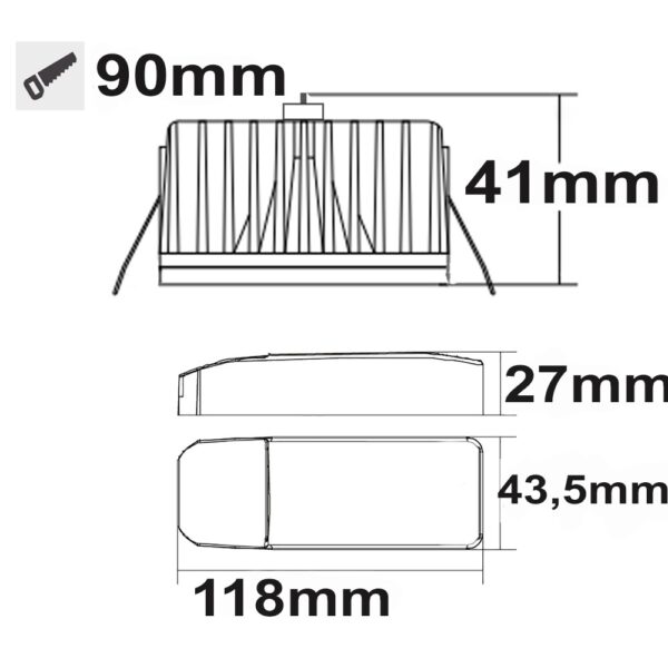 Cover Aluminium rund schwarz rückversetzt für Sys-90