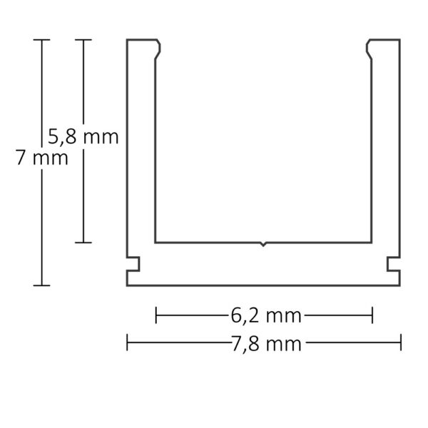 LED Aufbauprofil SURF6 Aluminium eloxiert, 200cm