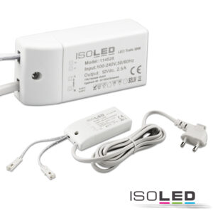 LED Trafo MiniAMP 12V/DC, 0-30W, 200cm Kabel mit Flachstecker, sekundär 2 female Buchsen