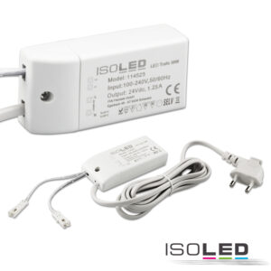 LED Trafo MiniAMP 24V/DC, 0-30W, 200cm Kabel mit Flachstecker, sekundär 2 female Buchsen
