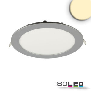 LED Downlight, 18W, rund, ultraflach, silber, warmweiß
